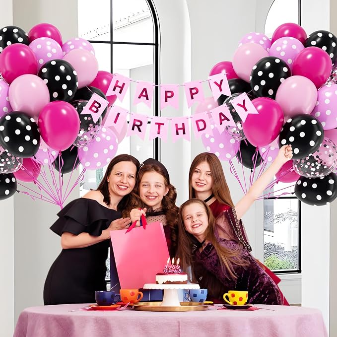 60pcs Pink and Black Balloons 12inch - Image 5