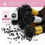 YoungSee Nano Ring Hair Extensions Black Ombre Nano Hair Extensions Ombre Black to Silver for Prom 50s 50g 18in
