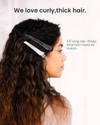 AIMIKE Extended Sectioning Hair Clips w/Built-in Silicone Band, 4.8" No-Crease Non-Slip Hair Styling Clips for Thick, Curly Hair –Blow Drying, Hair Rollers, Rust-Free – 6 Pack, Glitter Duckbill Clips