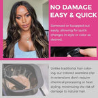 Lashey Seamless Clip in Hair Extensions Human Hair 4pcs 37g 14 Inch Straight Ombre Balayage Ash Brown Highlighted Honey Blonde with Natural Black Dark Roots