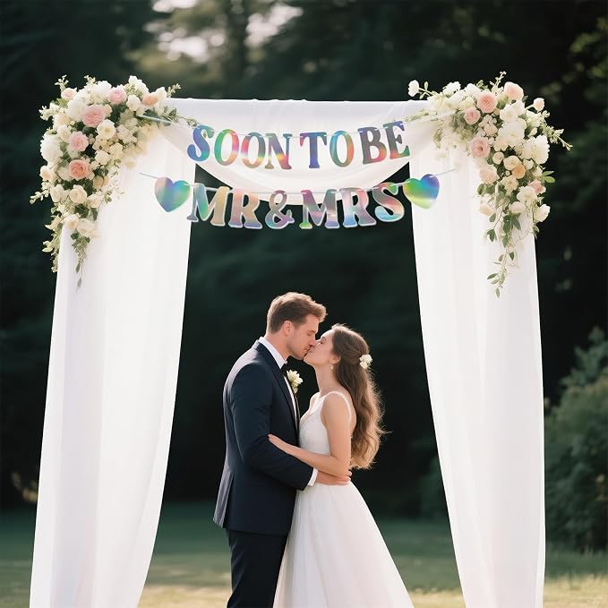 Soon To Be Mr & Mrs Banner, Bridal Shower Sign, Pre-Strung Laser Wedding Banner - Image 6