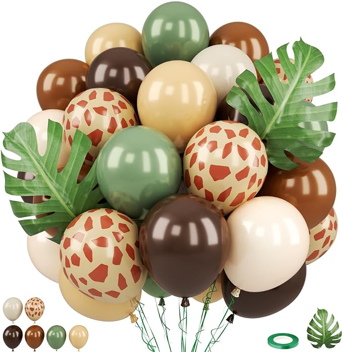 Sage Green Brown Balloons, 12 Inch Green Dark Brown Coffee Nude Ivory White by FunHot