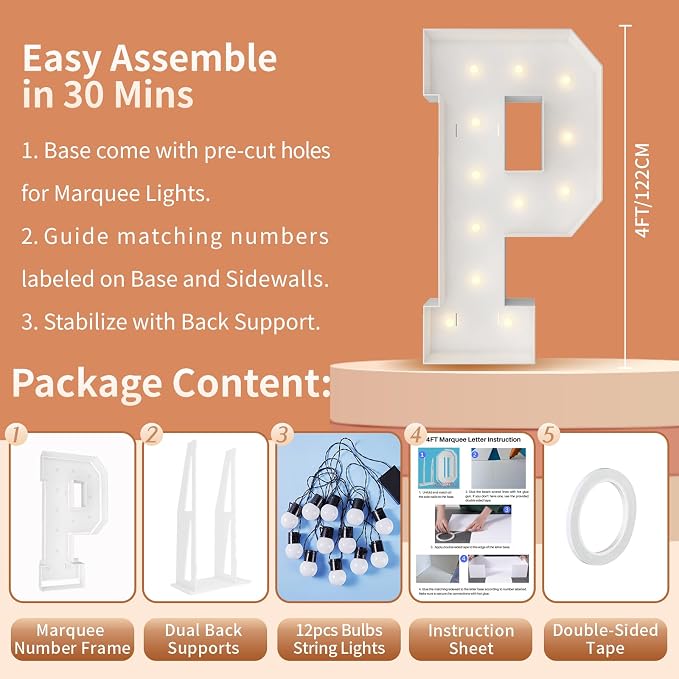 4FT Marquee Light Up Letters, Large Marquee Letters, Big Letters - Image 5