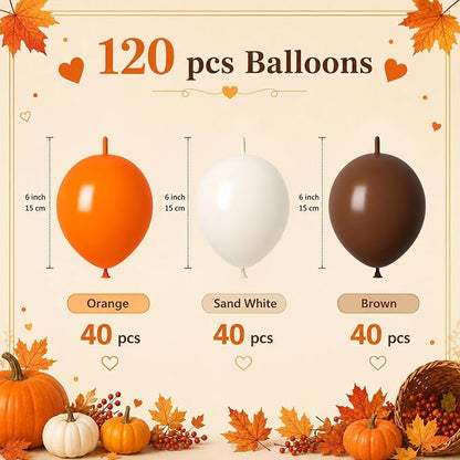 Orange White Brown Link Balloons, Linking Balloons - Image 2