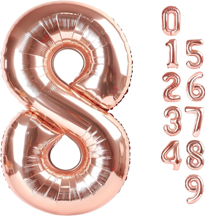 Number 8 Balloons 40 Inch for 8 18 Birthday Party Decorations, Rose Gold | by Mluchee