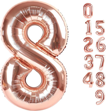 Number 8 Balloons 40 Inch for 8 18 Birthday Party Decorations, Rose Gold | by Mluchee