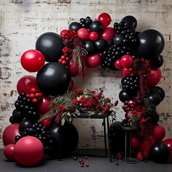 Black Balloon Arch Garland Kit Double Stuffed Matte Black Balloons Different - Image 8
