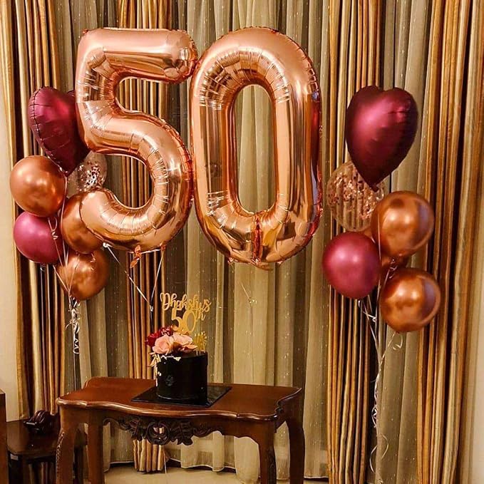 Rose Gold 60 Number Balloons, 40 Inch Giant Number 60 Balloons Foil Mylar - Image 5