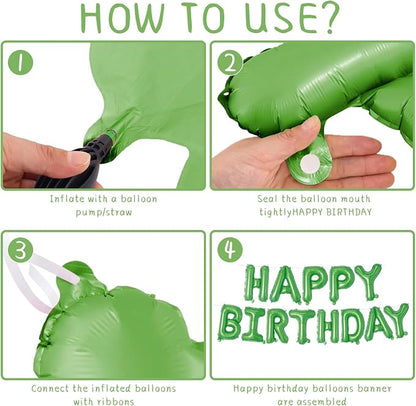 Green Happy Birthday Balloons Banner 16 Inch Mylar Foil Letters, Inflatable - Image 3
