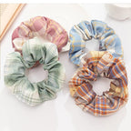 Colorful Plaid Bandana Scrunchies - 6PCS Hair Ties for Women (Assorted Patterns)