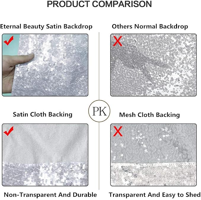Eternal Beauty Silver Thick 3mm Sequin Backdrop 10x10 Ft - Image 5