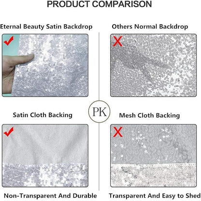 Eternal Beauty Silver Thick 3mm Sequin Backdrop 10x10 Ft - Image 5