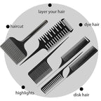 Patelai 6 Pcs Highlighting Hair Combs Set, 3-way Hair Sectioning, Dyeing, Rat Tail Lifting Comb for Weaving Foiling Sectioning Coloring, Black
