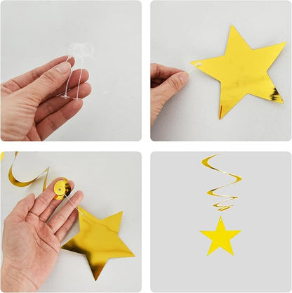 BEISHIDA Blue Gold Stars Hanging Swirls Graduation Hanging Ornament Decorations - Image 2