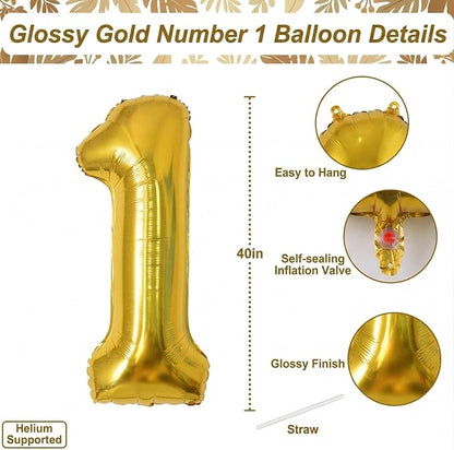 Gold Number 1 Balloon 40 Inch, Shiny Foil Decor - Image 4