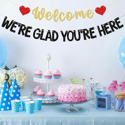 Welcome We're Glad You're Here Banner, Pre-strung | Glitter Church Welcome Sign - Image 5