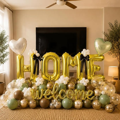 TONIFUL 2 Size Gold Foil WELCOME HOME Balloons Banner Letter Decorations | - Image 3