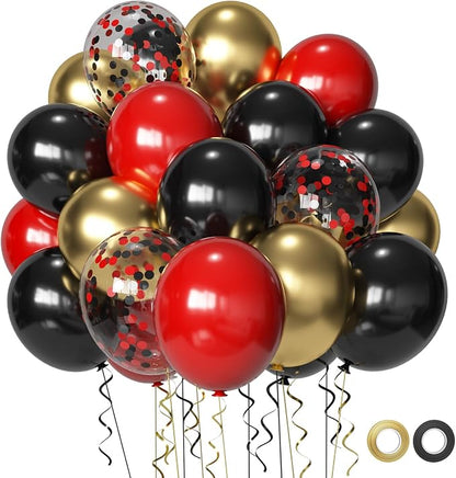 Red Black and Gold Party Balloons by Msiveavz