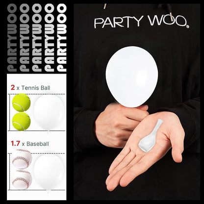 PartyWoo White Balloons 100pcs Matte Balloons White Latex Helium 5 Inch | - Image 3