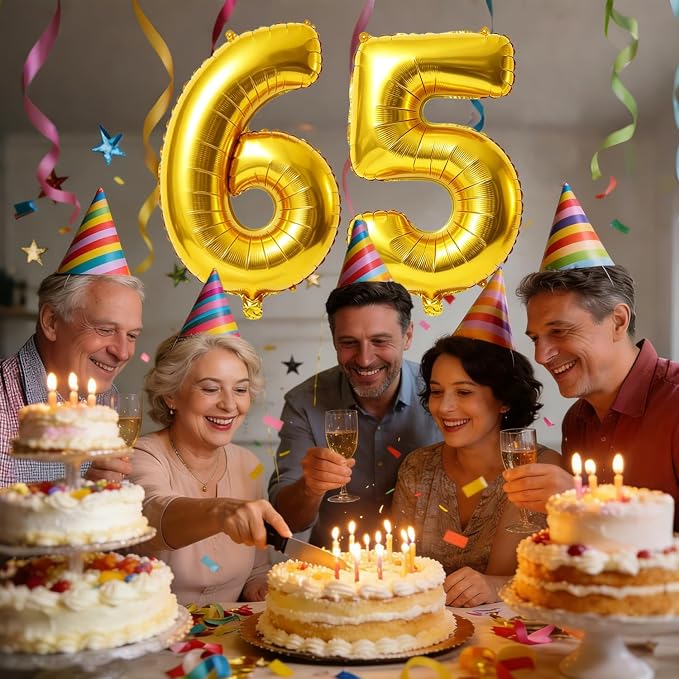 40 Inch Number 65 Balloons for 65th Birthday Party Decorations, 0-100 Gold - Image 2