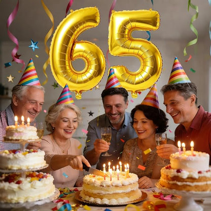 40 Inch Number 65 Balloons for 65th Birthday Party Decorations, 0-100 Gold - Image 2