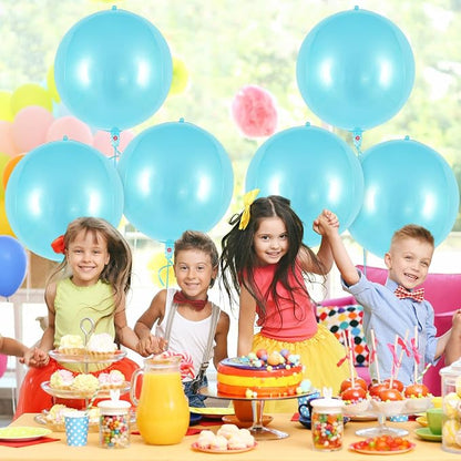 Metallic Light Blue Balloons, 22 Inch Large Sphere Round Balloons - Image 6