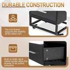 Winado Beauty Salon Trolley Cart, Rolling Hair Cart with Lockable Wheels, 2 Drawers, 3 Tool Holders, Mobile Makeup Organizer Station Cabinet for Hair Stylist Beauty Spa Barbershop, Black