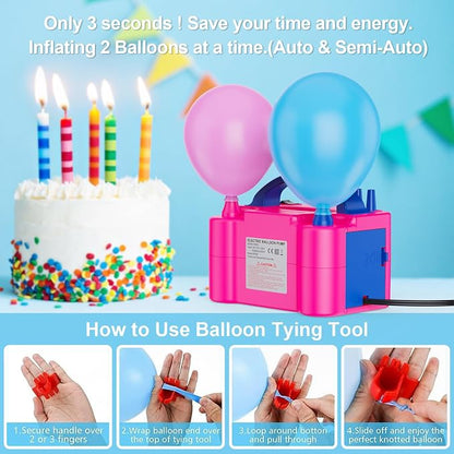 Electric Air Balloon Pump, Portable Dual Nozzle Electric Balloon Inflator - Image 6