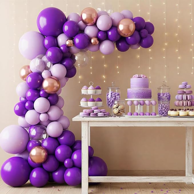 RUBFAC 135pcs Dark Purple Balloons, Latex Royal Purple Balloon Different Sizes - Image 7