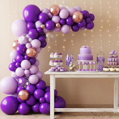 RUBFAC 135pcs Dark Purple Balloons, Latex Royal Purple Balloon Different Sizes - Image 7