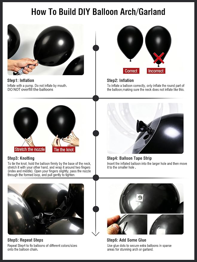 Black Balloons 125 Pcs Different Sizes 18 12 10 5 Inch Black Balloon Arch Kit - Image 5
