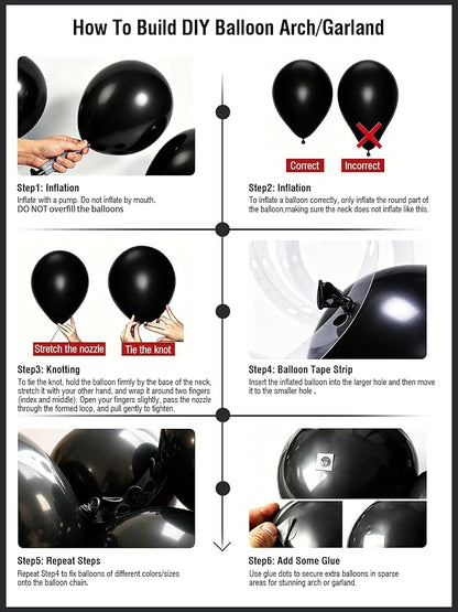 Black Balloons 125 Pcs Different Sizes 18 12 10 5 Inch Black Balloon Arch Kit - Image 5