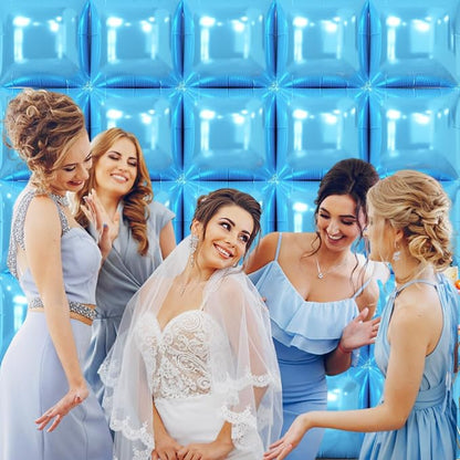 NISOCY 25PCS Pearl Blue Square Foil Balloons Wall Backdrop | Double Sided Light - Image 8