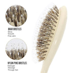 Boar Bristle Hair Brush -boar bristles + nylon pins， Smoothes & Detangles All Hair Types, Hairbrush for Women, Men & Kids, Distributes Oils for Natural Shine & Stimulates Scalp