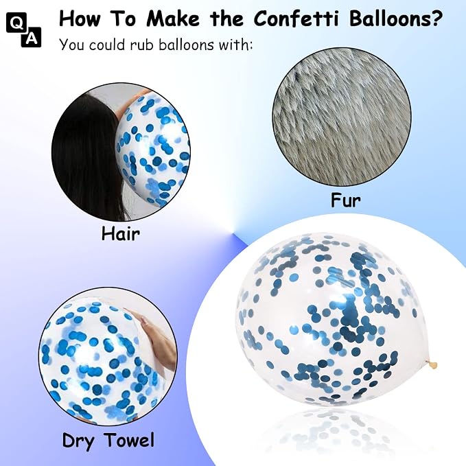 Blue and White Balloons, 12 Inch Light Blue White Latex Party Balloon Set - Image 7