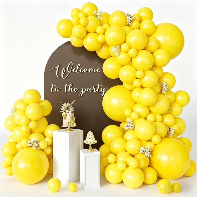Yellow Balloons 125 Pcs Different Sizes 18 12 10 5 Inch Matte Yellow Latex by Searchbyoccasioncolorsize