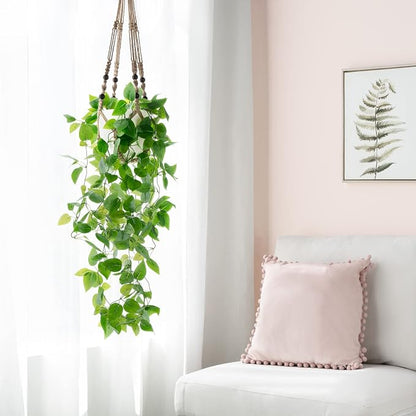 Mkono Fake Hanging Plant, Macrame Hanger - Image 4