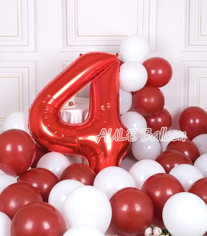 AULE 40 Inch Red 4 Balloon Number Foil 0-9 Birthday Big Numbers | Birthday - Image 4