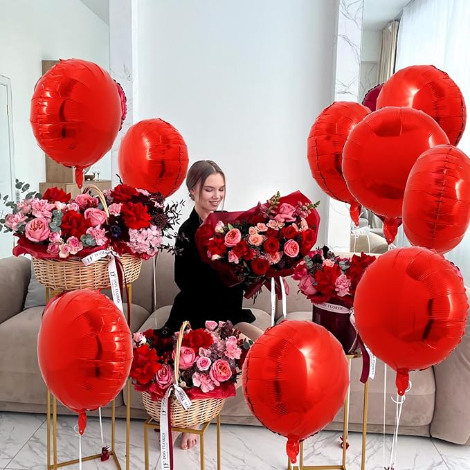 TONIFUL 30Pcs 18 Inch Round Balloons Large Red Round Shape Foil Ballons Big Red - Image 6