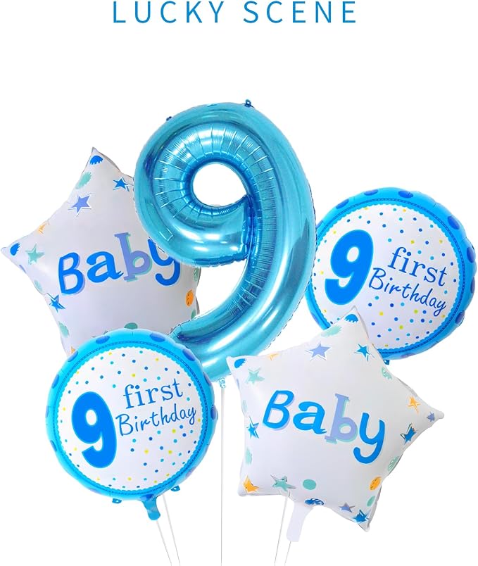 40 Inch Blue Number Balloons, Helium Mylar Foil Number Balloons - Image 2