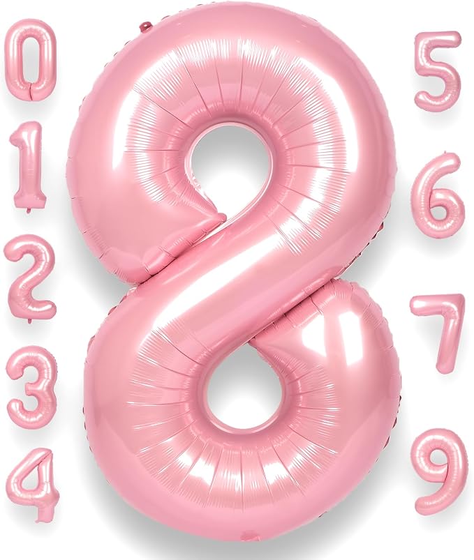 RainbowQ Pink 8 Balloon Number 40 Inch 0-40 Foil Large Balloons | Big Mylar 8 by RainbowQParty