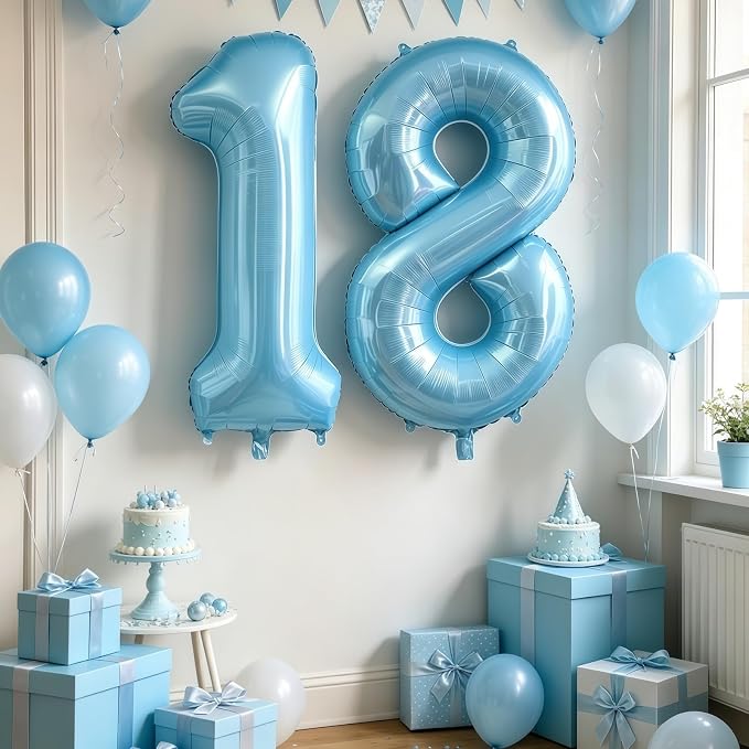 Pastel Blue 12 Balloon Number, Light Blue 12 Balloons - Image 7