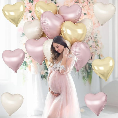Dusty Pink Cream Heart Balloons - Image 6