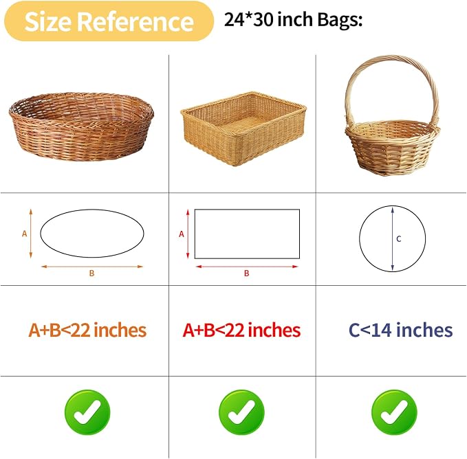 COQOFA 20 Pieces Large Cello/Cellophane Bags, 24x30 Inches Clear Basket Gift - Image 4