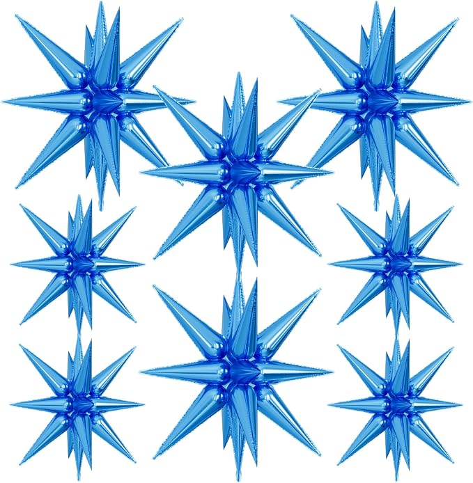 Blue Star Balloons, Large Spike Balloons | 22 Inch Star Balloons, One-Piece by Adeyoo