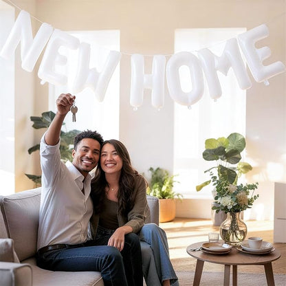 White NEW HOME Letter Balloon for Housewarming Party Decoraction, 16 inch Matte - Image 5