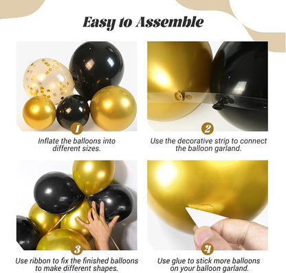 FOTIOMRG Black and Gold Balloons Garland Arch Kit, 5 10 12 18inch Black Gold - Image 3