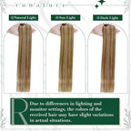 RUNATURE Clip in Hair Remy Human Hair Clip in Extensions 16 Inches Golden Brown with Golden Blonde Highlighted Color 10P16 50g 3pcs Double Weft Clip on Hair Extensions