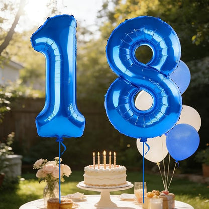 40 Inch Number 18 Balloons for 18th Birthday Party Decorations, 0-100 Dark Blue - Image 3