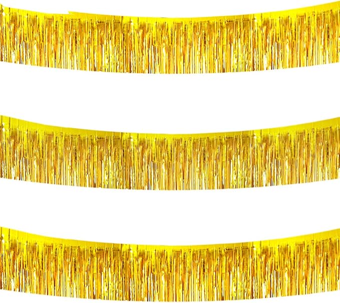 BEISHIDA 3 Packs 30 Feet Metallic Foil Fringe Garland Tinsel Streamers，Shiny by Beishida